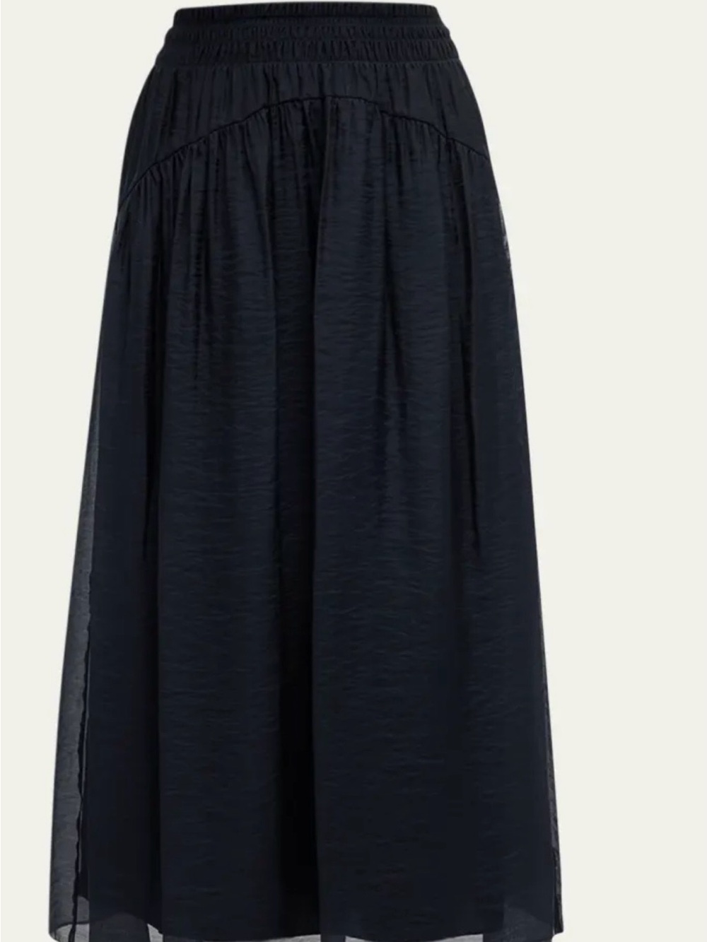 Vince Navy  Lightweight MIDI  Skirt with Smocked Waist Size Medium